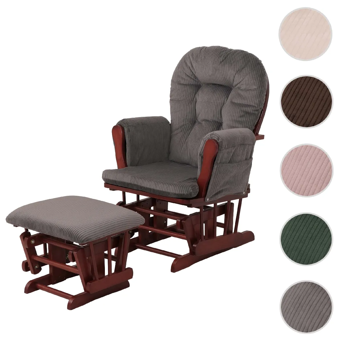 Mendler Fauteuil rocking chair velours - Gris foncé Mendler Fauteuil rocking chair velours - Gris foncé