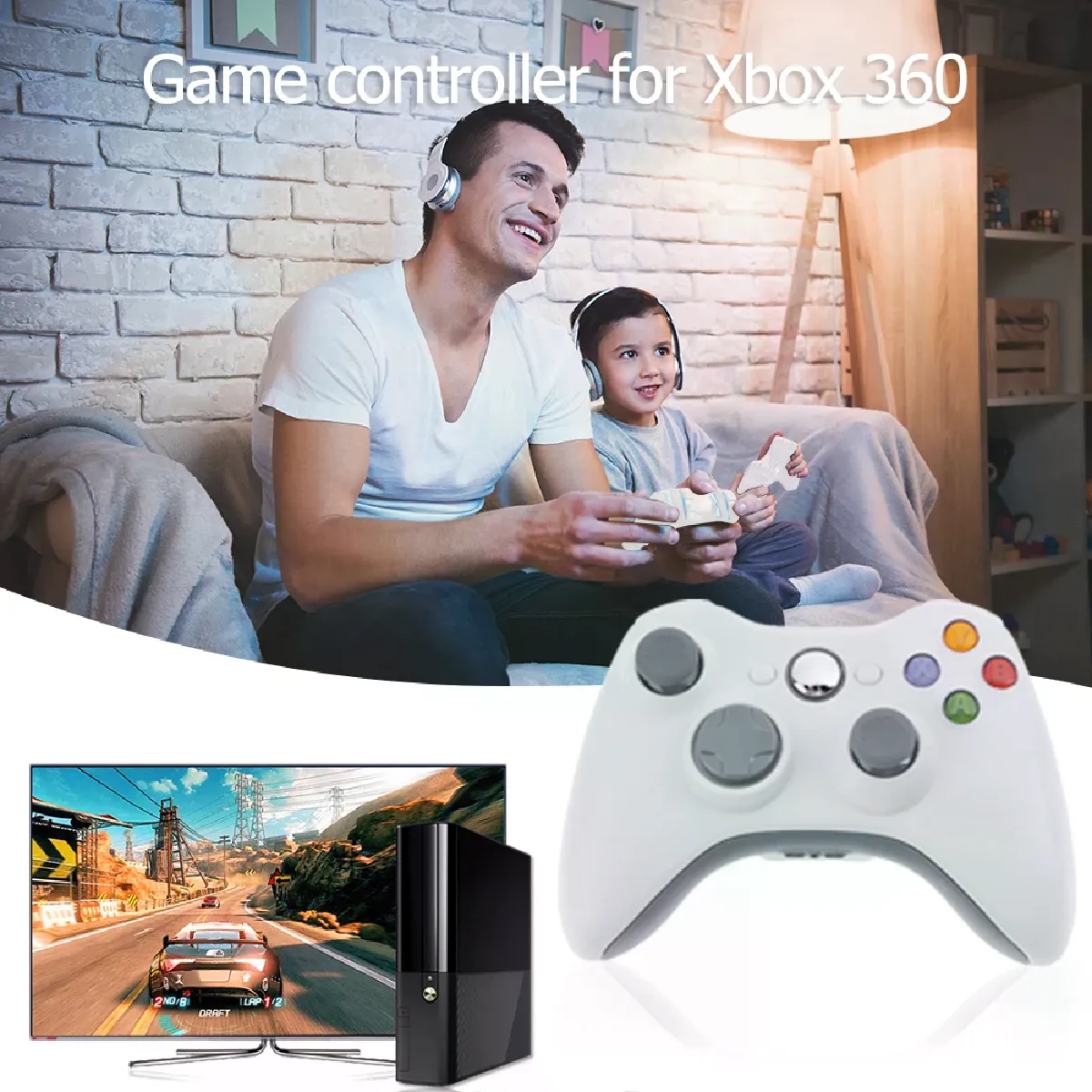 Manette Xbox 360 Officielle Microsoft – Blanche, Sans Fil, D’occasion