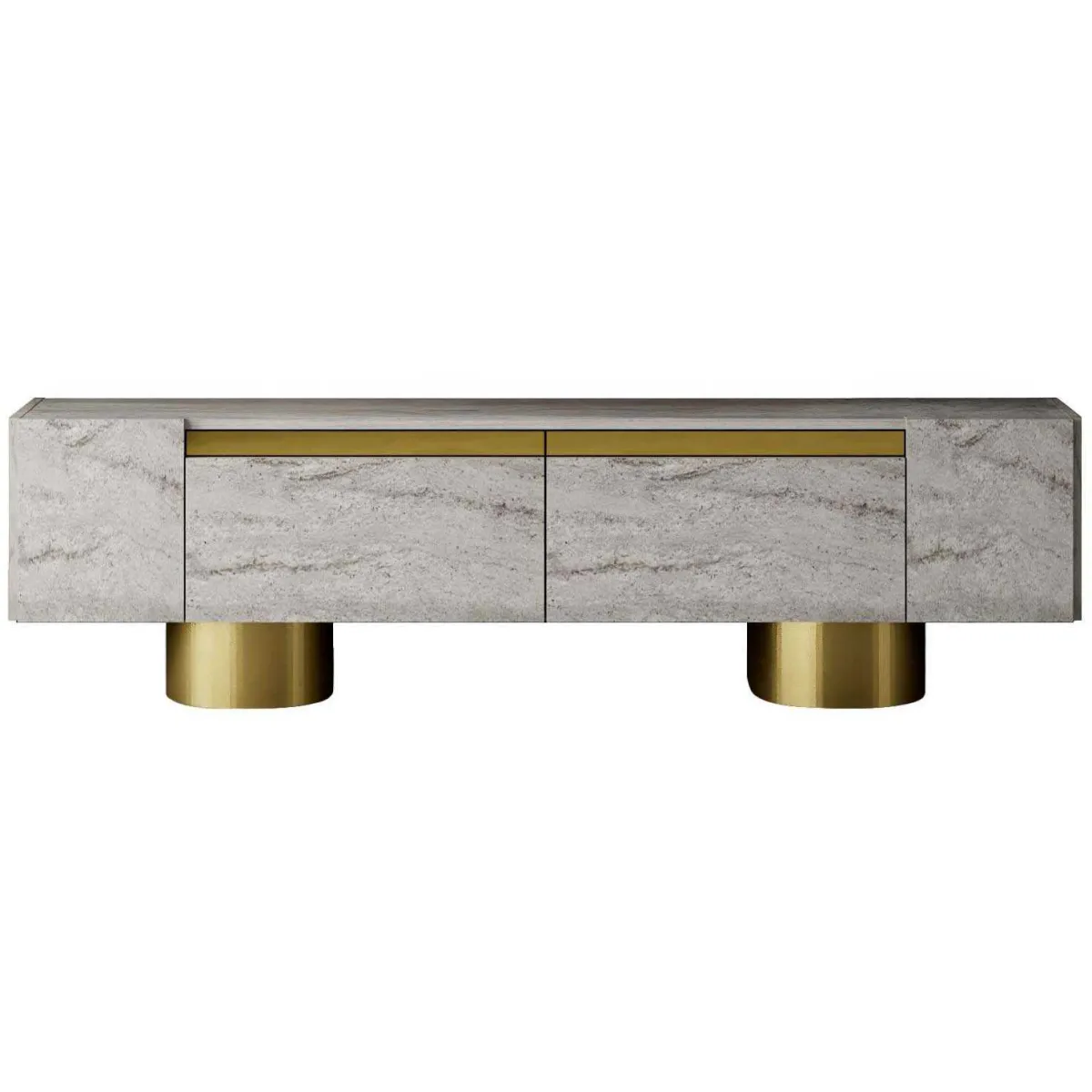 Hanah Home Meuble TV Bohem - Travertine/Doré