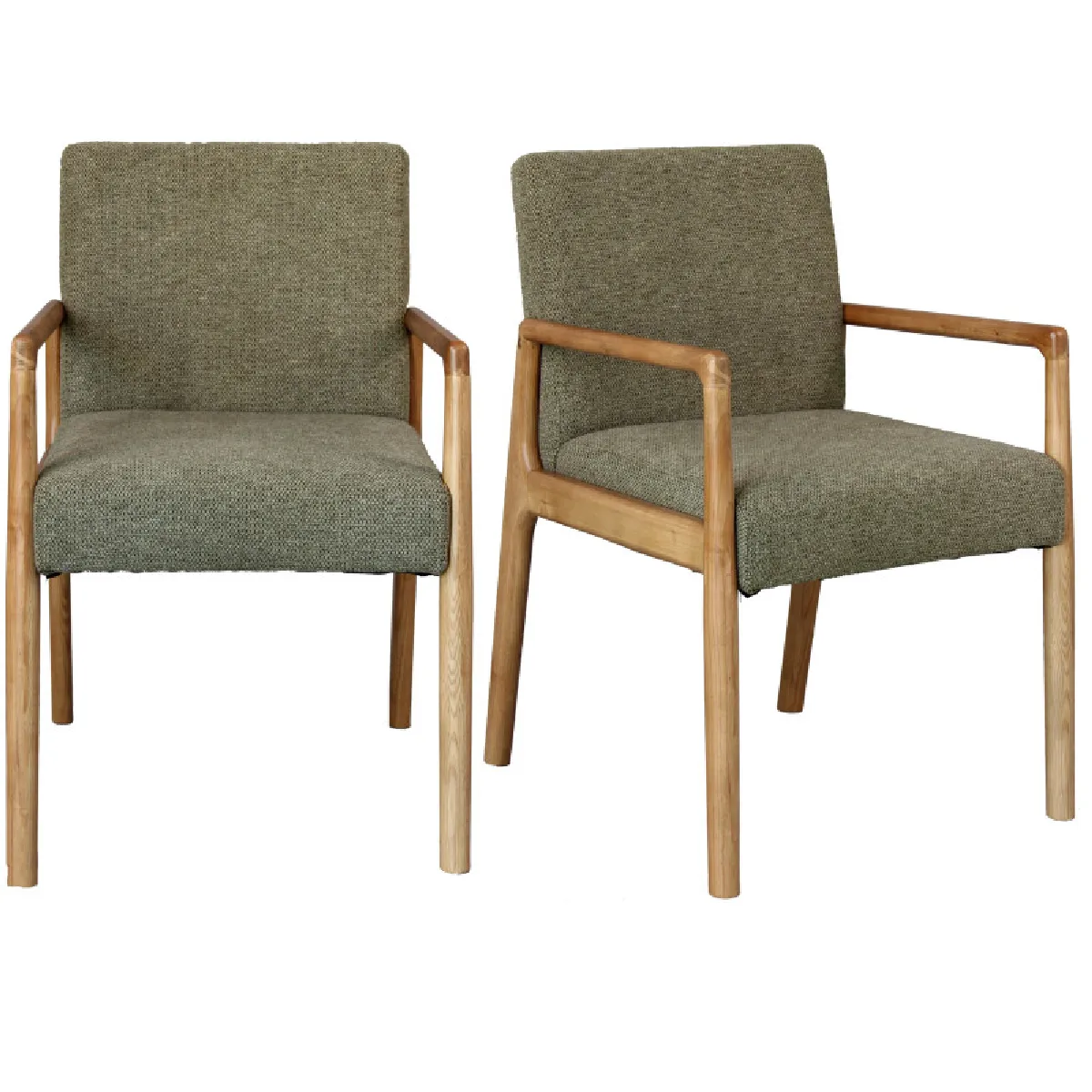 ALBAN-Fauteuil de table en Frêne naturel et tissu Trendy Sauge (x2) ALBAN-Fauteuil de table en Frêne naturel et tissu Trendy Sauge (x2)