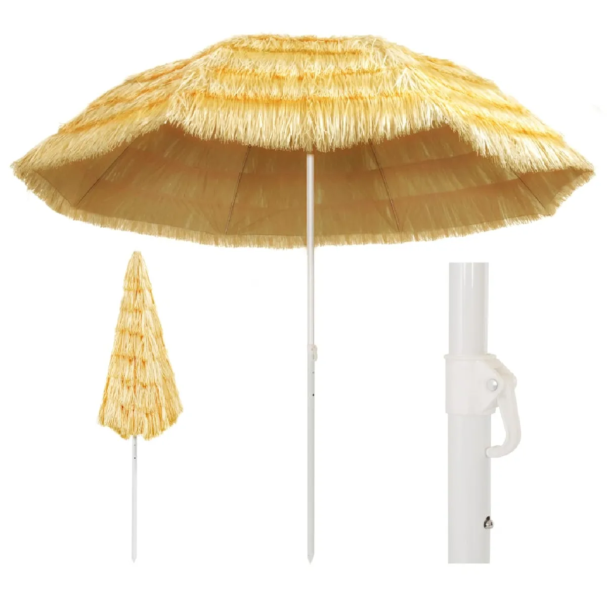 Parasol de plage vidaXL 300 cm Naturel - vue 1
