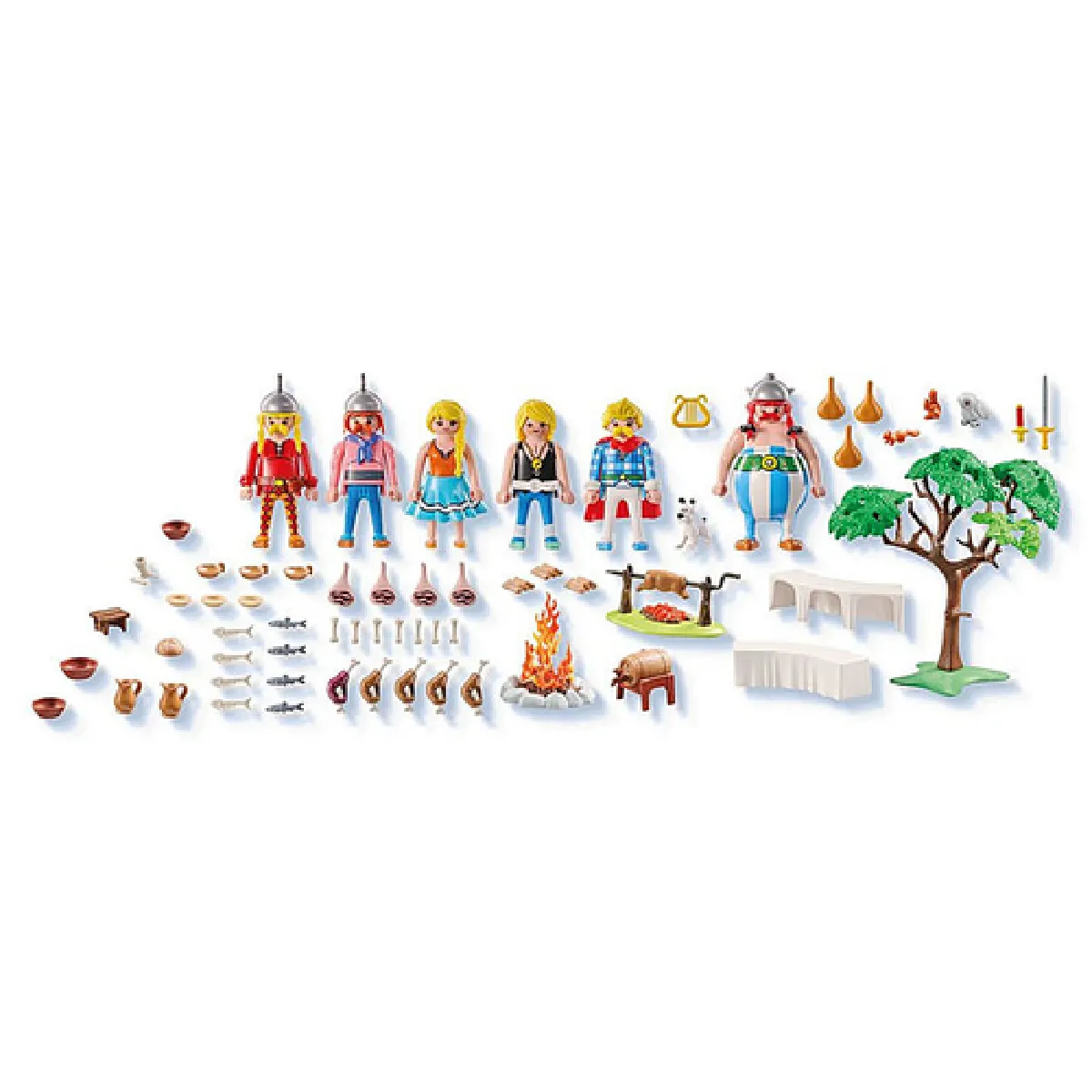 PLAYMOBIL Astérix – Le Festin Du Village – Table Dressée, Sanglier Rôti, Personnages Astérix Et Obélix – Dès 5 Ans (71827)