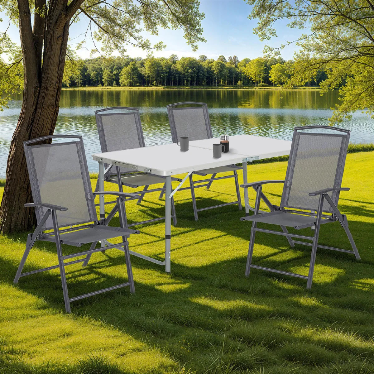 IDMARKET 4 chaises de jardin pliantes ALGHERO
