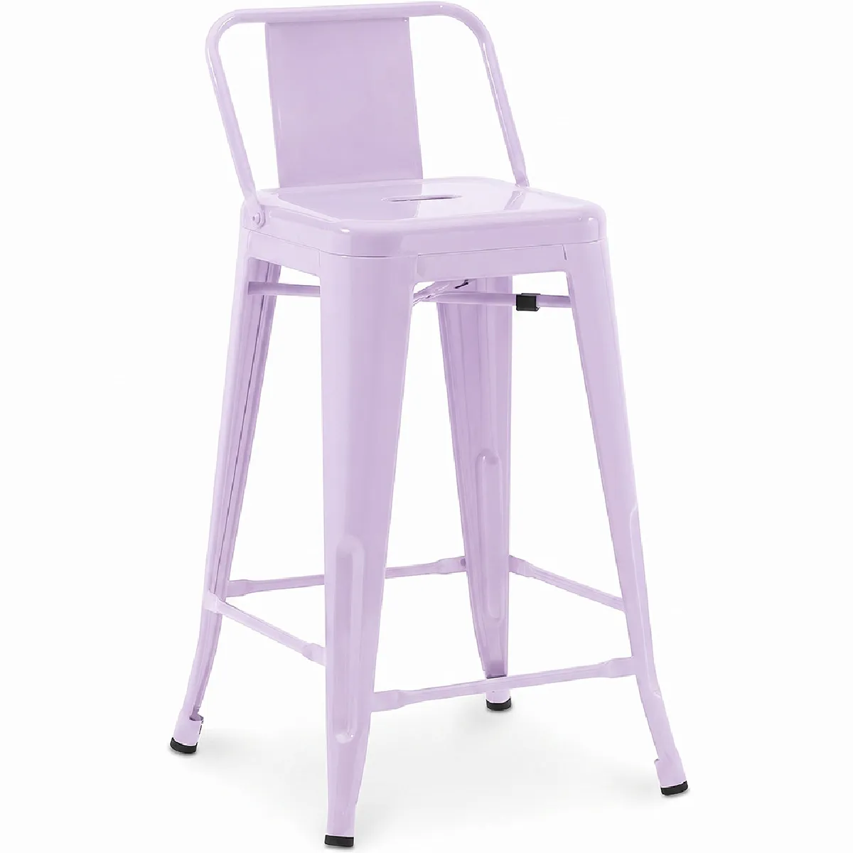Tabouret de bar avec dossier - Design industriel - 60cm - Nouvelle édition - Stylix Violet pastel