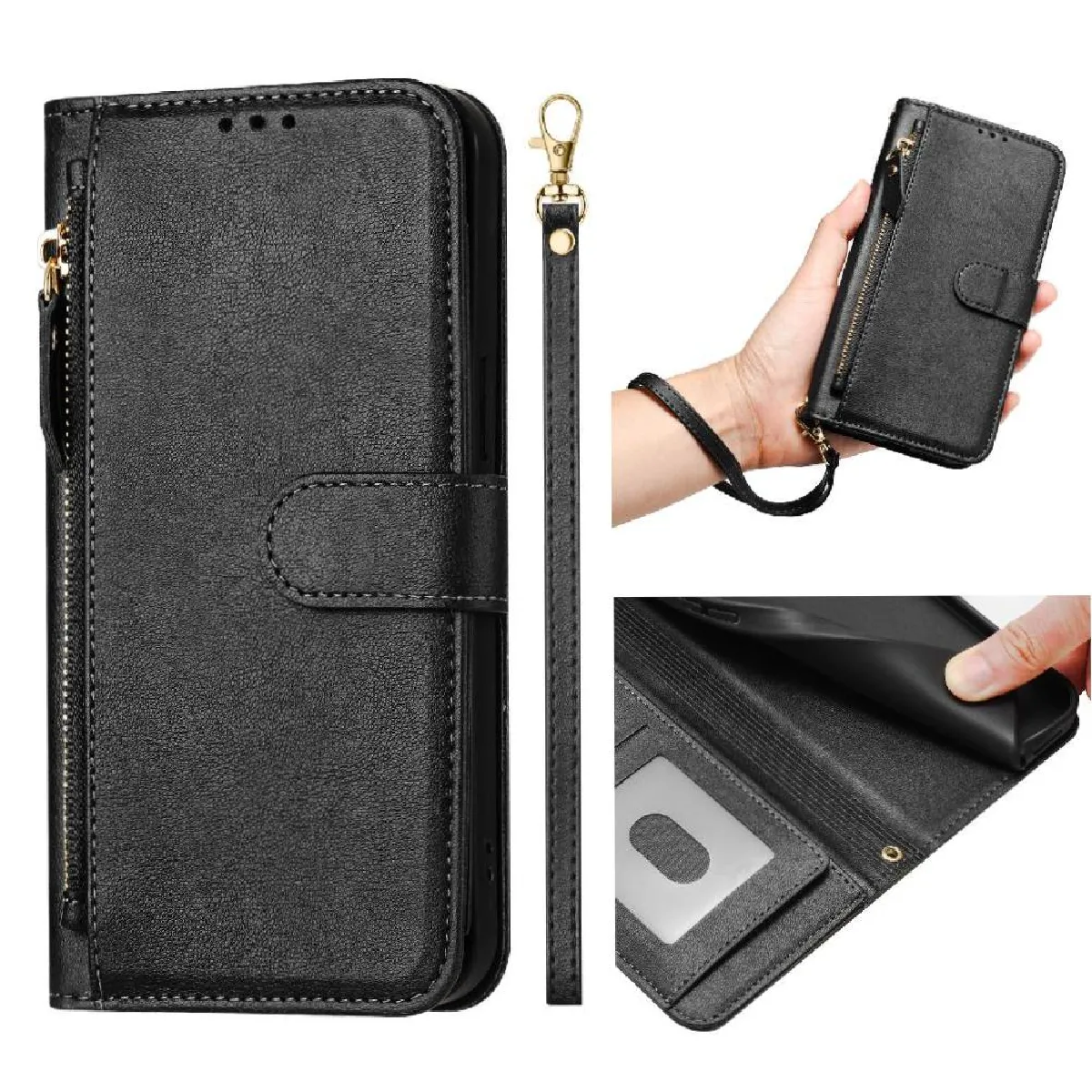 Générique Clair/Noir Étui Portefeuille À Fermeture É Foxdock Pour Xiaomi Redmi Note 12 Explorer 5G