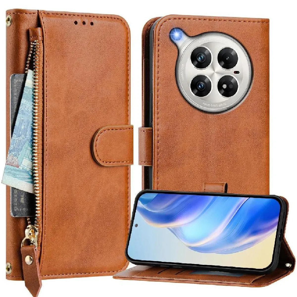 Générique Marron Étui Flip Infinix Zero 40 4G