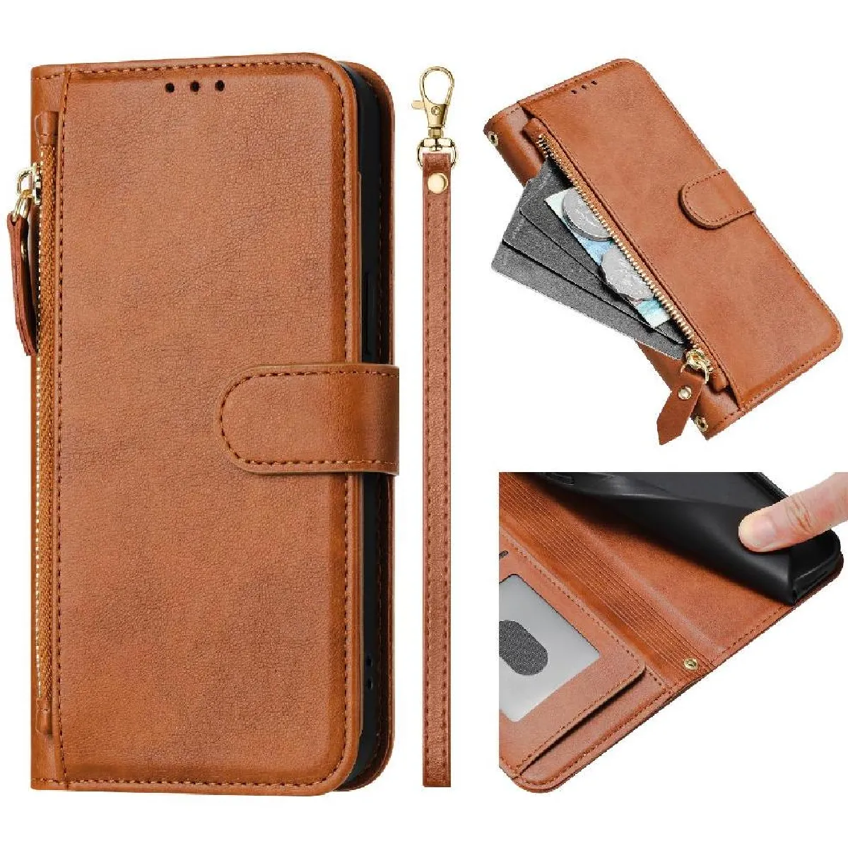 Générique Marron Étui Flip Foxdock Oppo Reno 8 4G