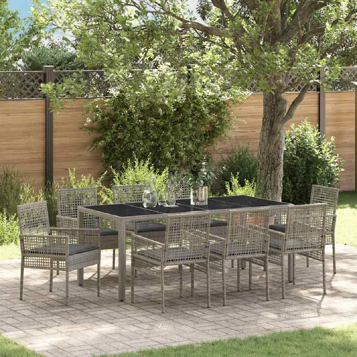 vidaXL Set de jardin avec coussins Rattan poly