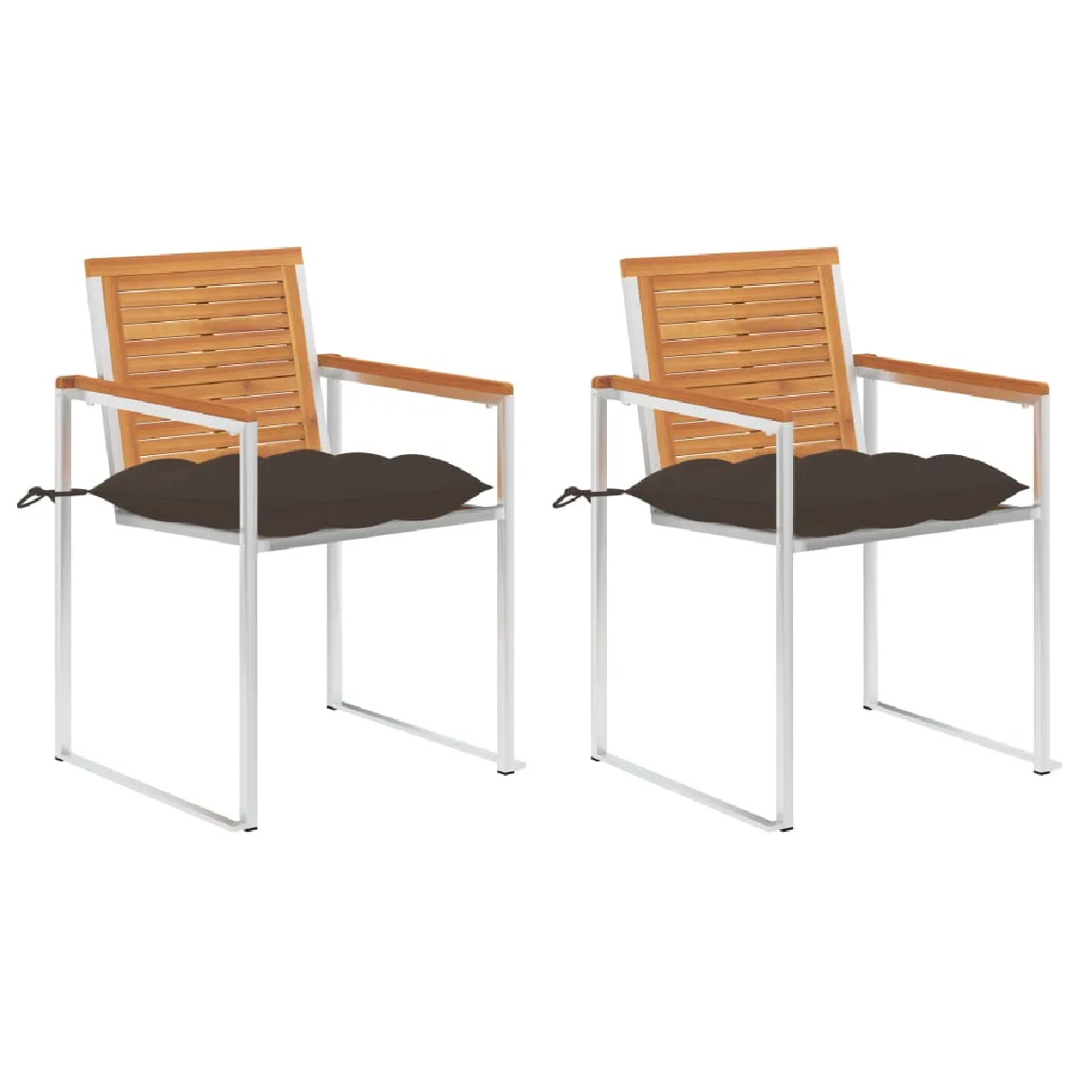 vidaXL Chaises jardin lot de 2 Acacia et acier - vue 1