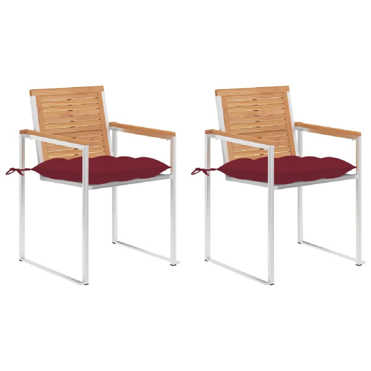 vidaXL Chaises de jardin avec coussins Teck solide - vue 2