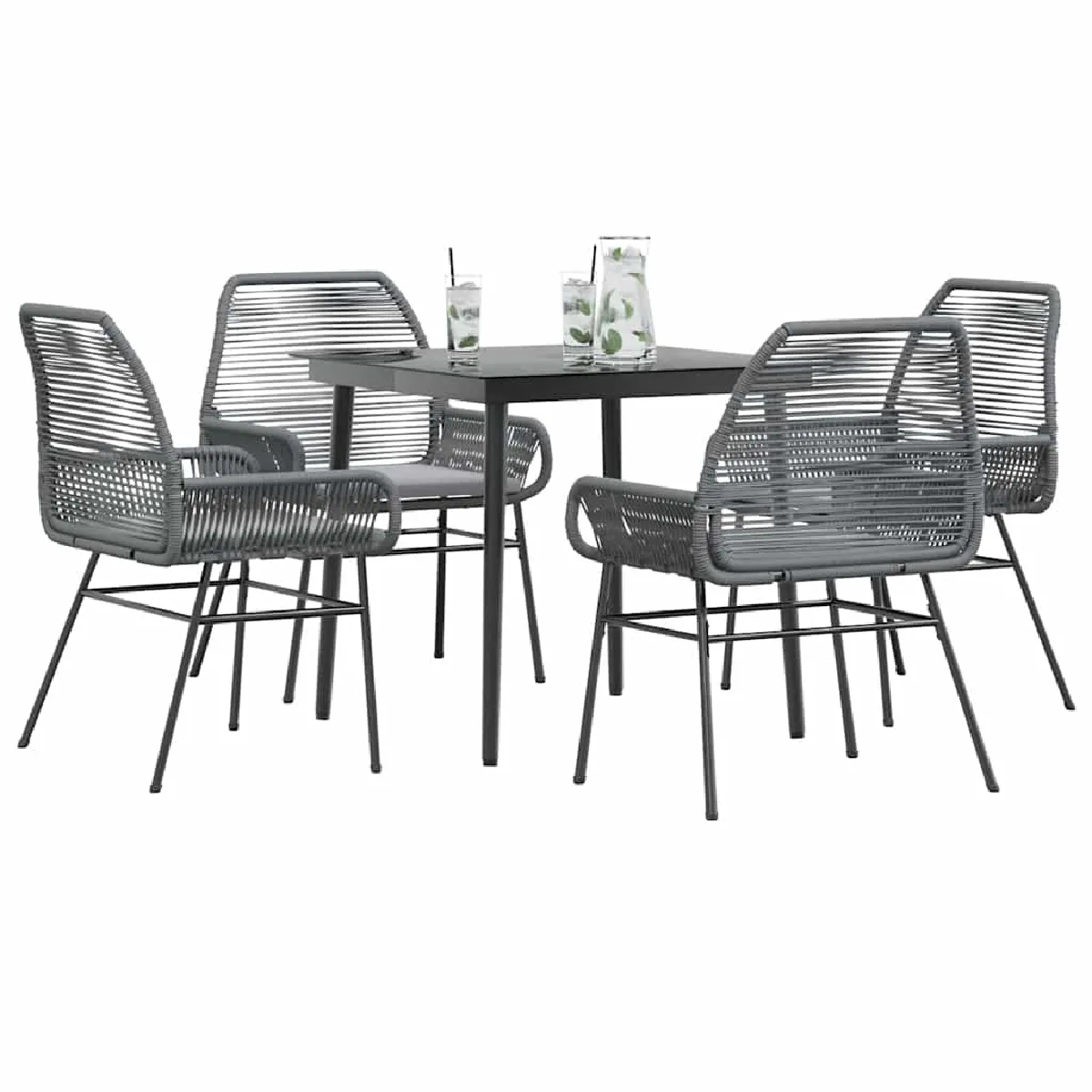 vidaXL Ensemble à Manger Jardin 5 pcs - Gris