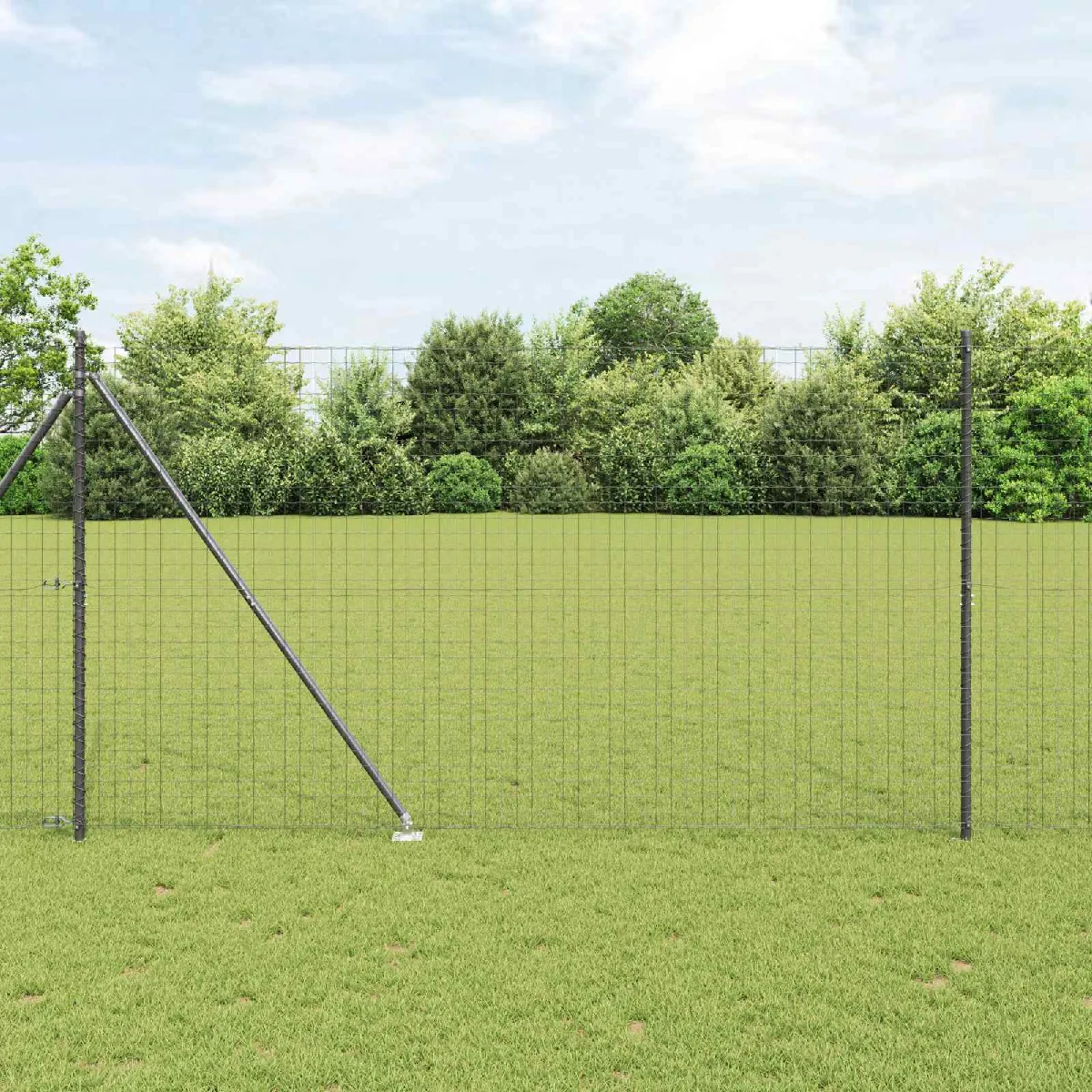 Vidaxl Poteaux de clôture avec spike 52 pcs Ø32 mm 180 cm en acier galvanisé 3350198
