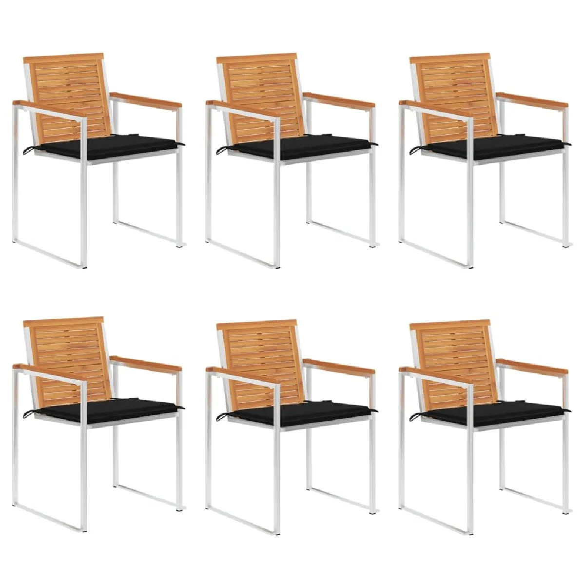 vidaXL Chaises de jardin en acacia massif, lot de 6