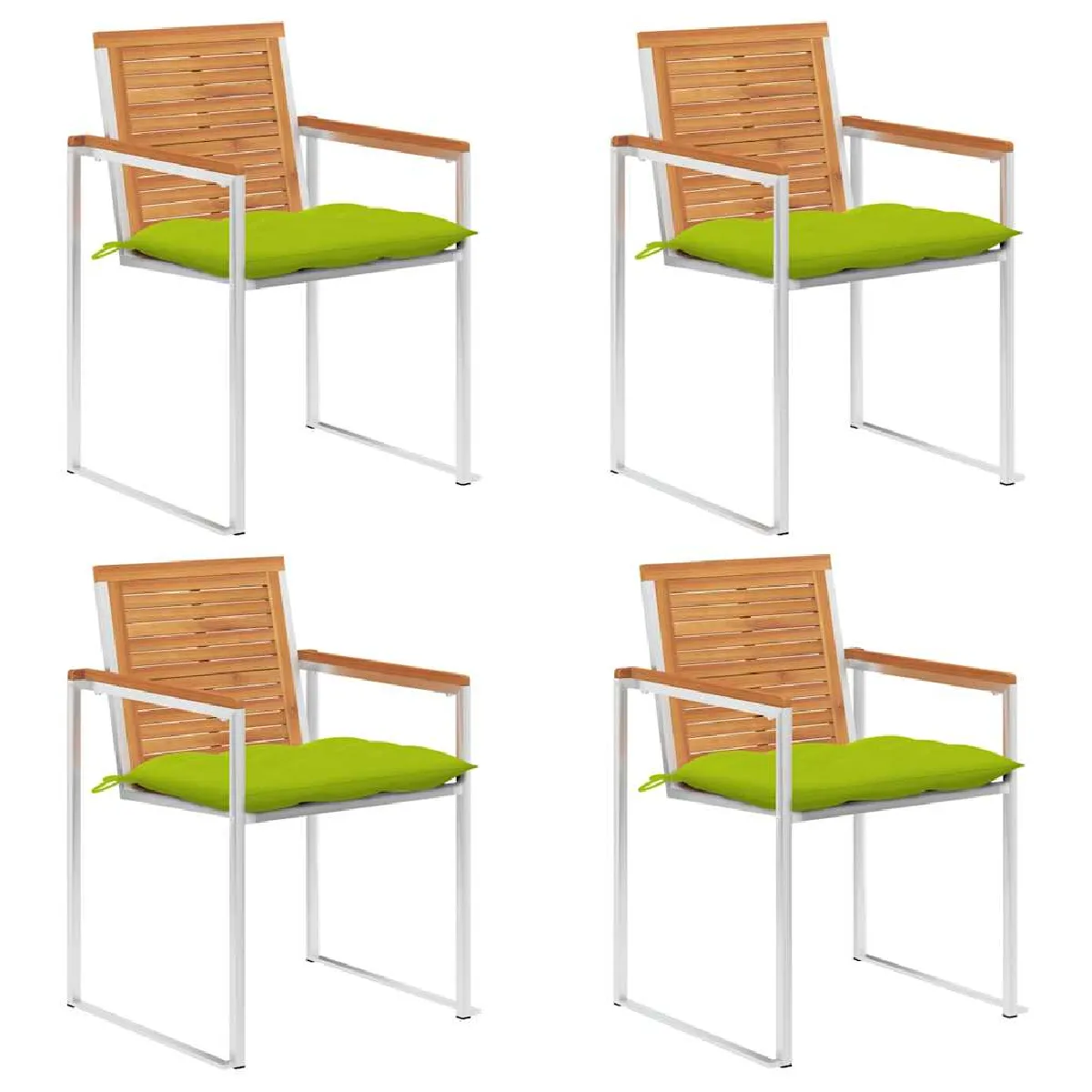 Vidaxl Vert Chaises De Jardin Avec Coussins - Bois D'acacia