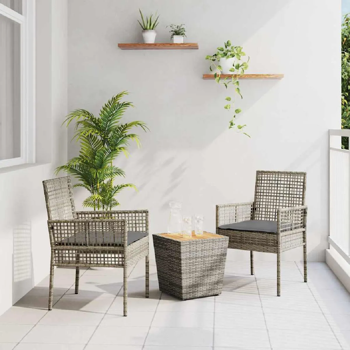 Ensemble Bistro Jardin 3 Pièces VIDAXL Poly Rattan