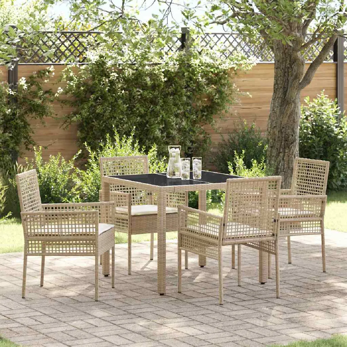 Ensemble Salle à Manger Jardin 5 Pièces VIDAXL Poly Rattan