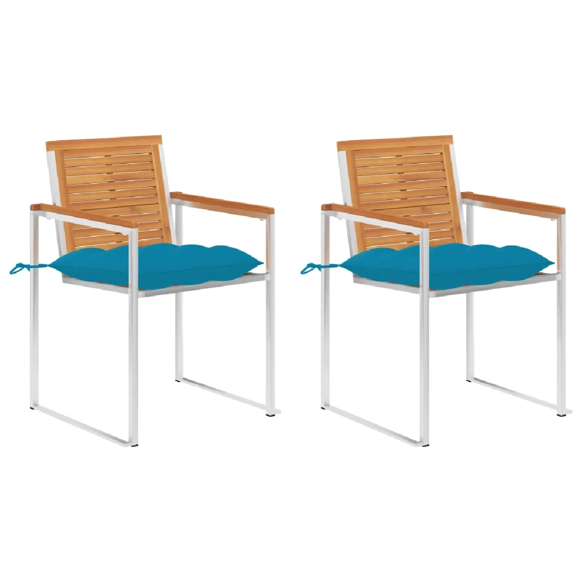 vidaXL Chaises de jardin avec coussins Acacia - vue 8