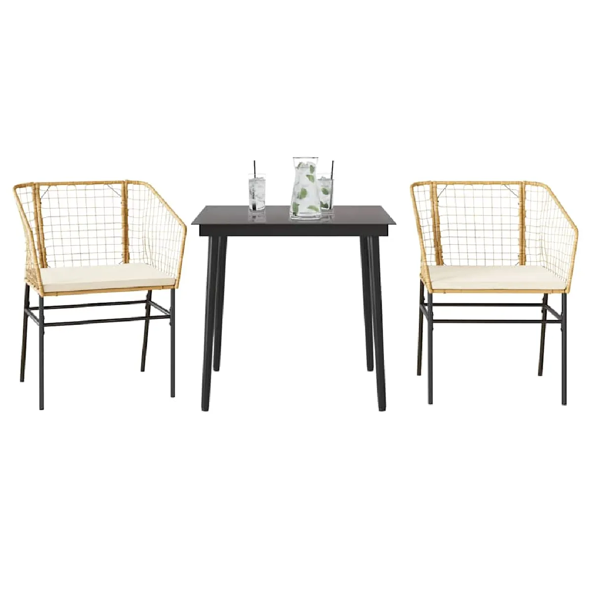 vidaXL Ensemble à manger jardin 3 pcs poly rotin - vue 4