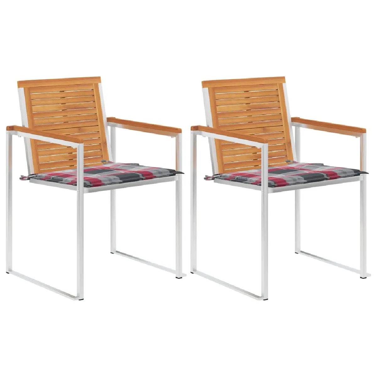 vidaXL Chaises jardin lot de 2 Acacia et acier - vue 2