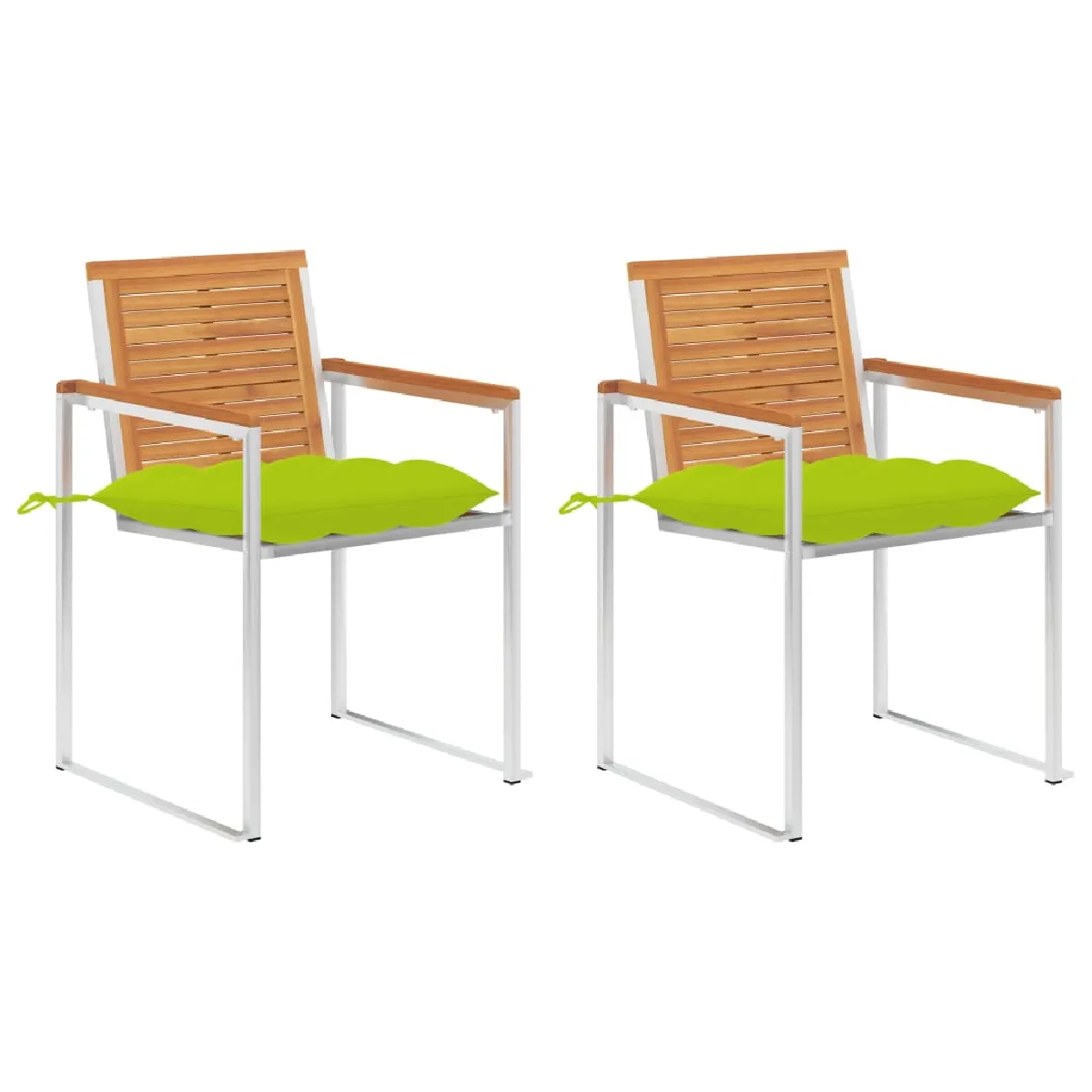 vidaXL Chaises de jardin avec coussins Acacia et acier - vue 2