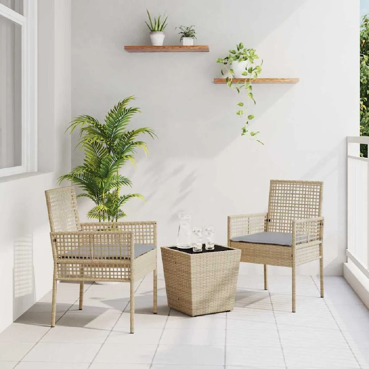 Ensemble Bistro Jardin 3 Pièces VIDAXL Poly Rattan