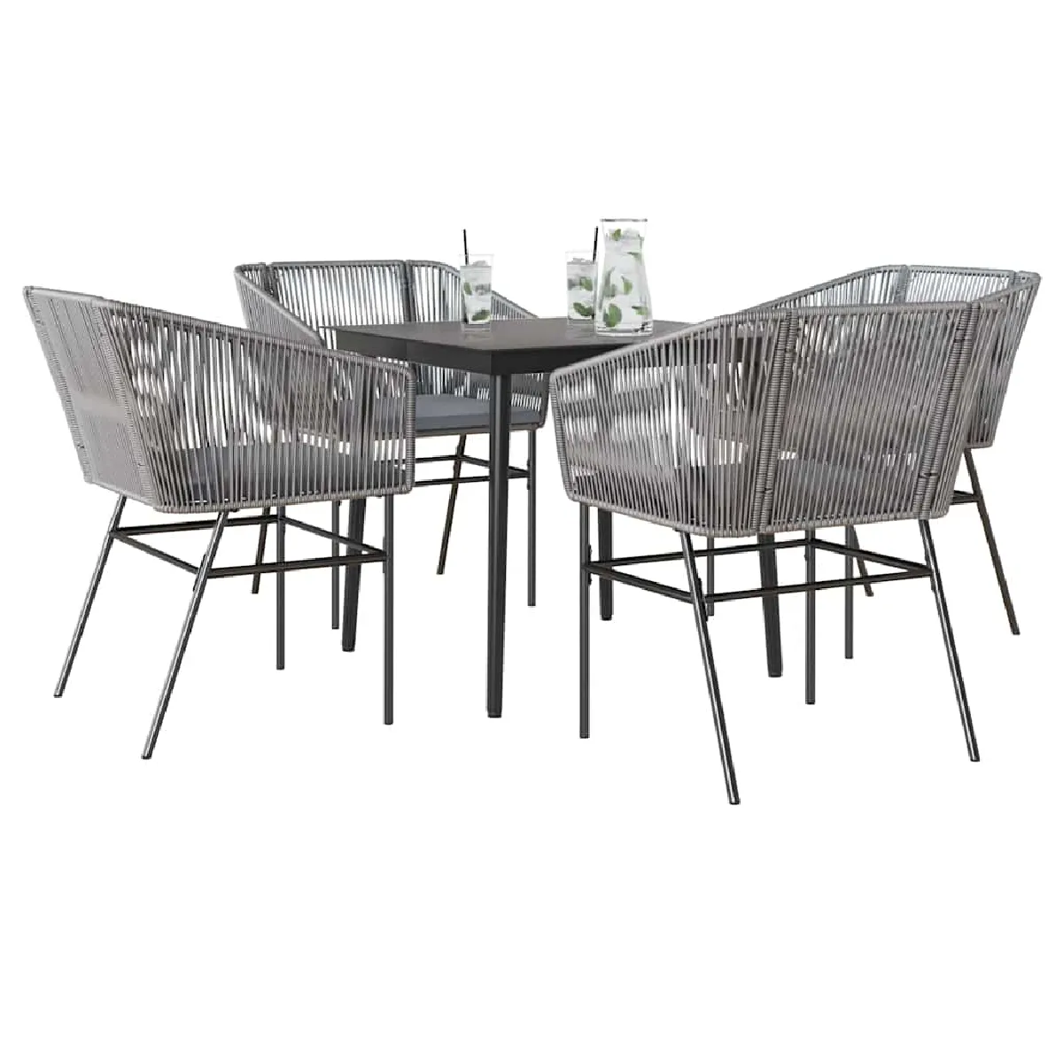 vidaXL Ensemble à manger jardin 5 pcs - Gris