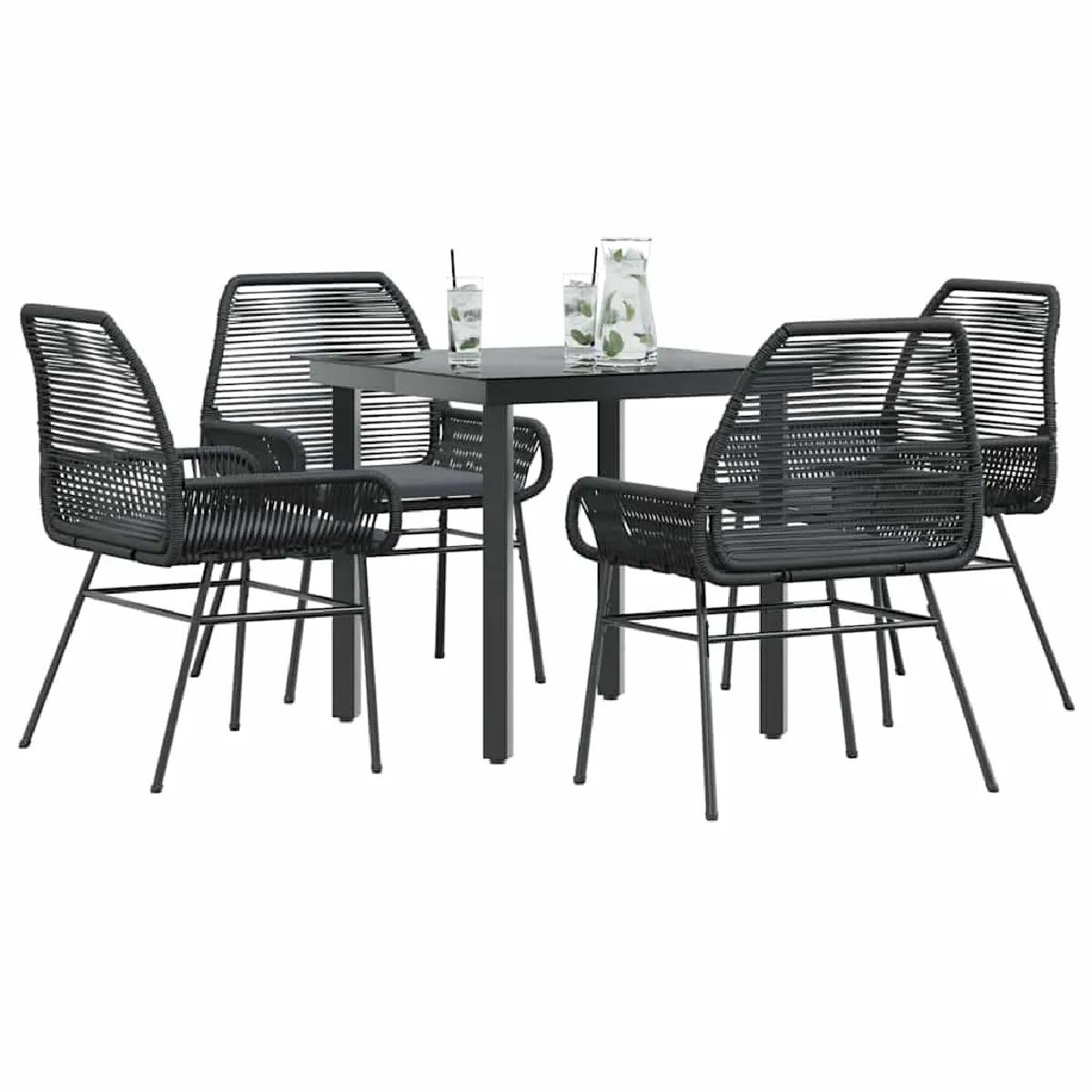vidaXL Ensemble à manger jardin 5 pcs - Noir