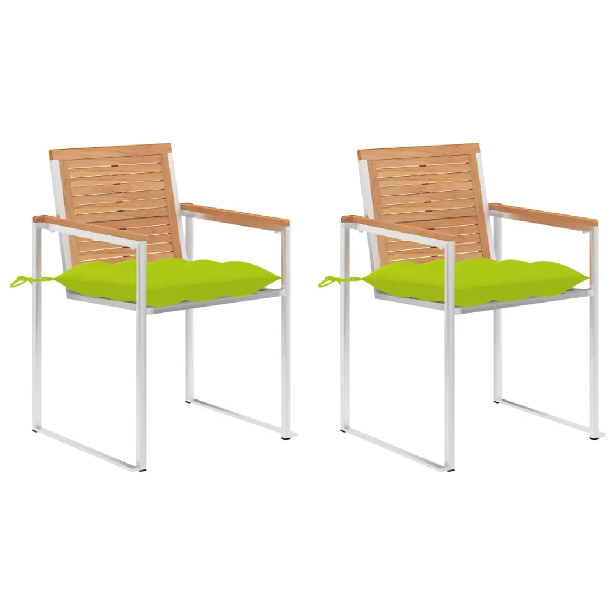 vidaXL Chaises de jardin avec coussins lot de 2 Teck solide et acier - vue 4