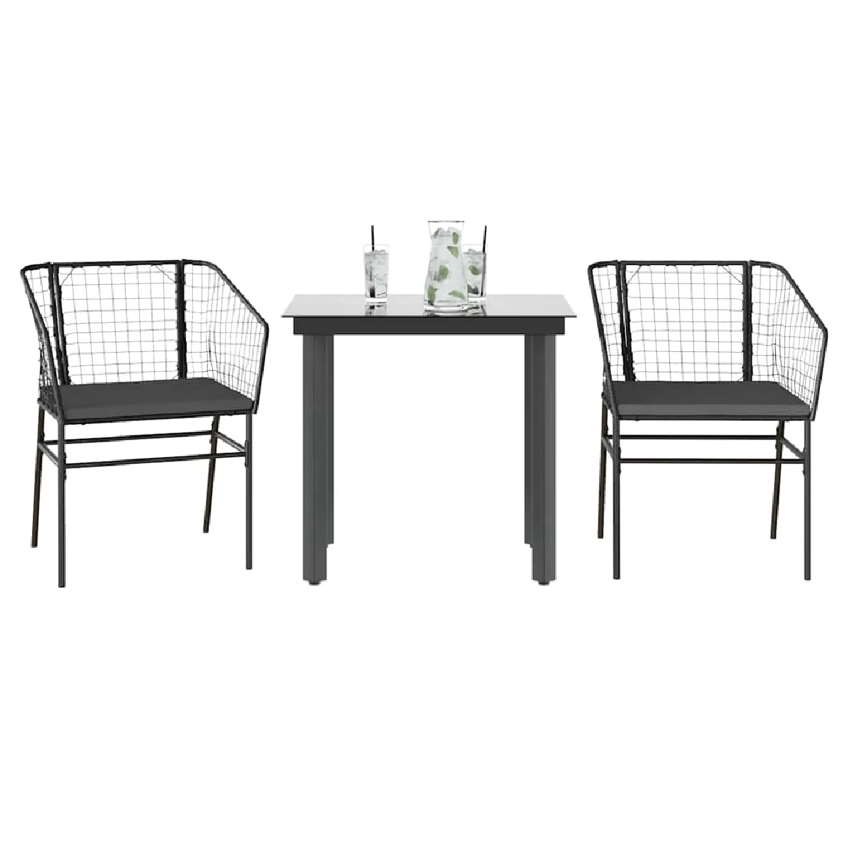 vidaXL Ensemble à Manger Jardin 3 pcs - Noir
