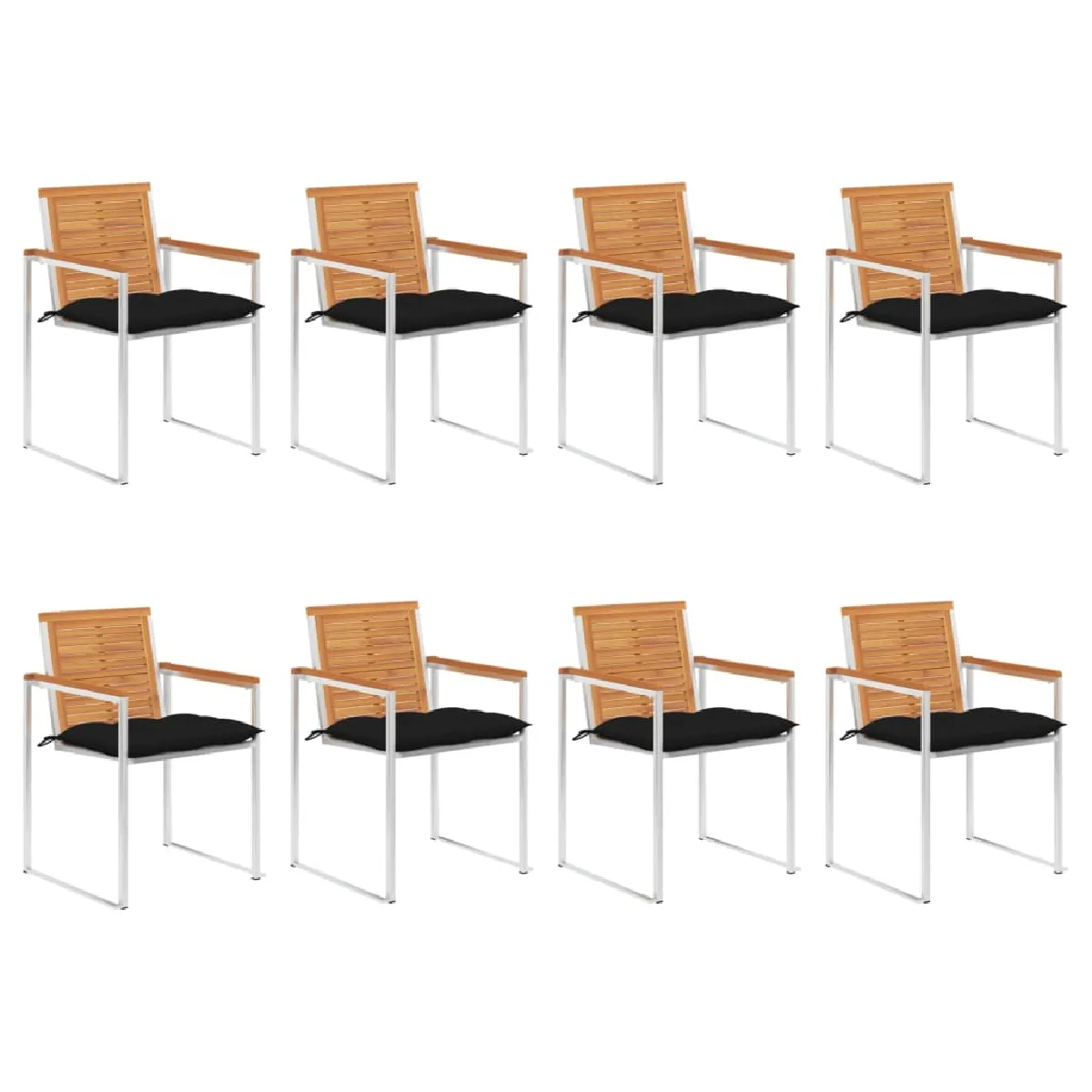 vidaXL Chaises de jardin lot de 6 avec coussins Bois d'acacia solide - vue 4