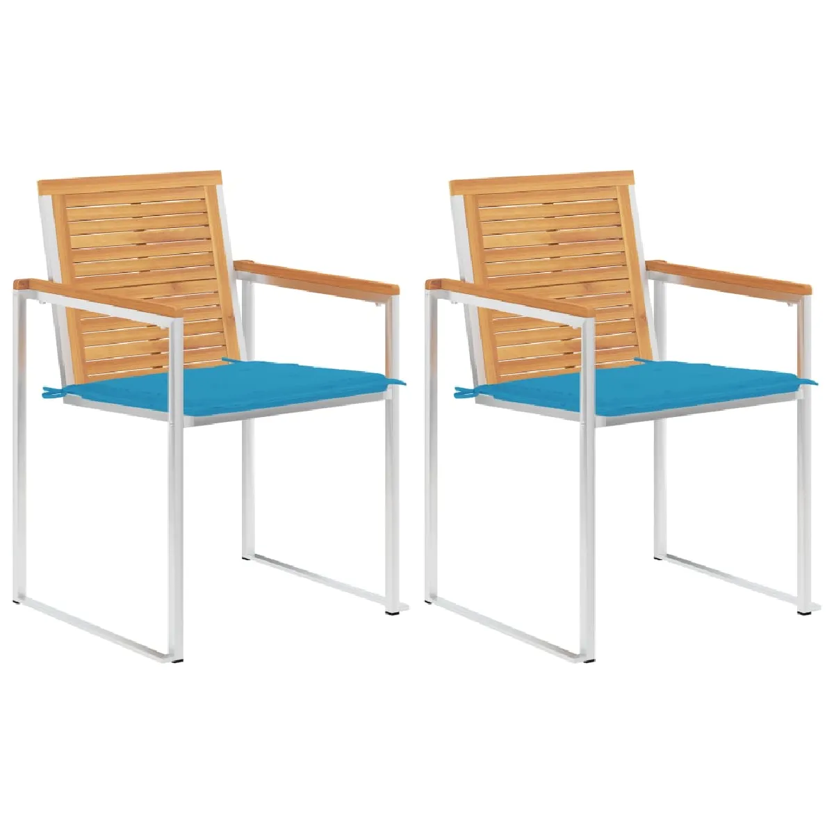 vidaXL Chaises de Jardin Teck et Acier