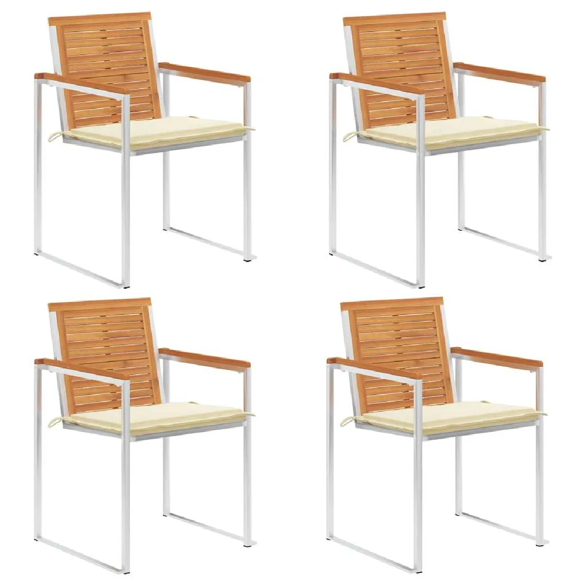 Vidaxl Chaises De Jardin Avec Coussins - Bois D'acacia - Image 4