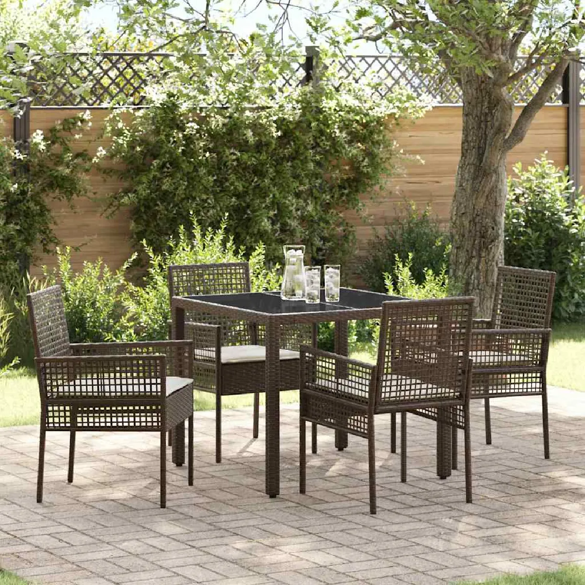Vidaxl Marron Ensemble Jardin Poly Rattan