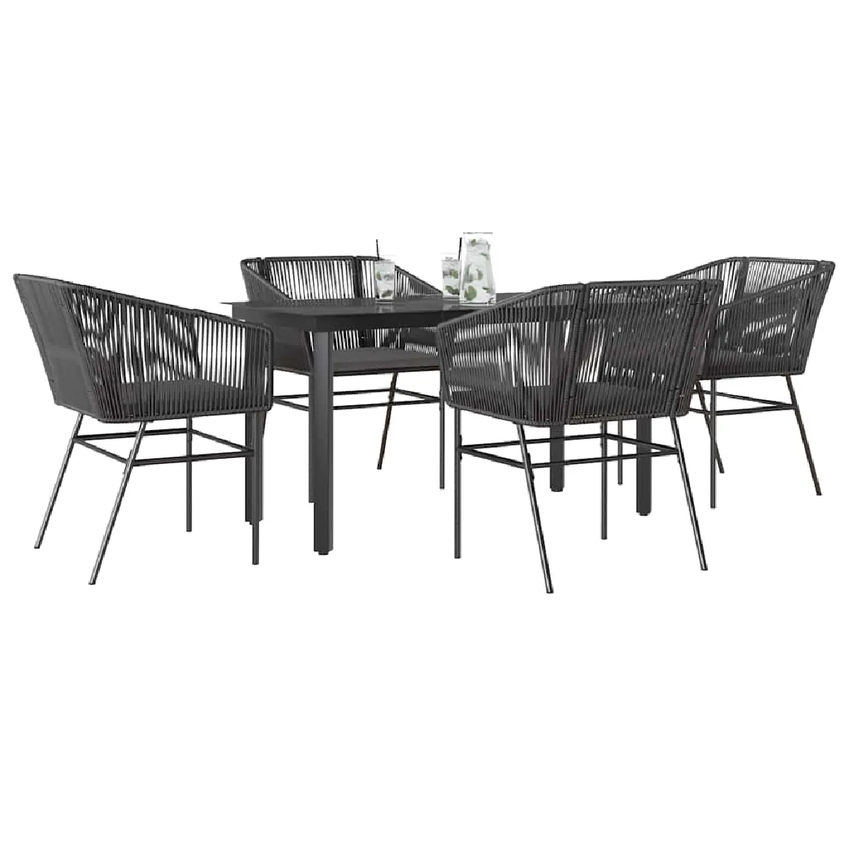 vidaXL Ensemble à manger jardin 5 pcs rotin verre - vue 2