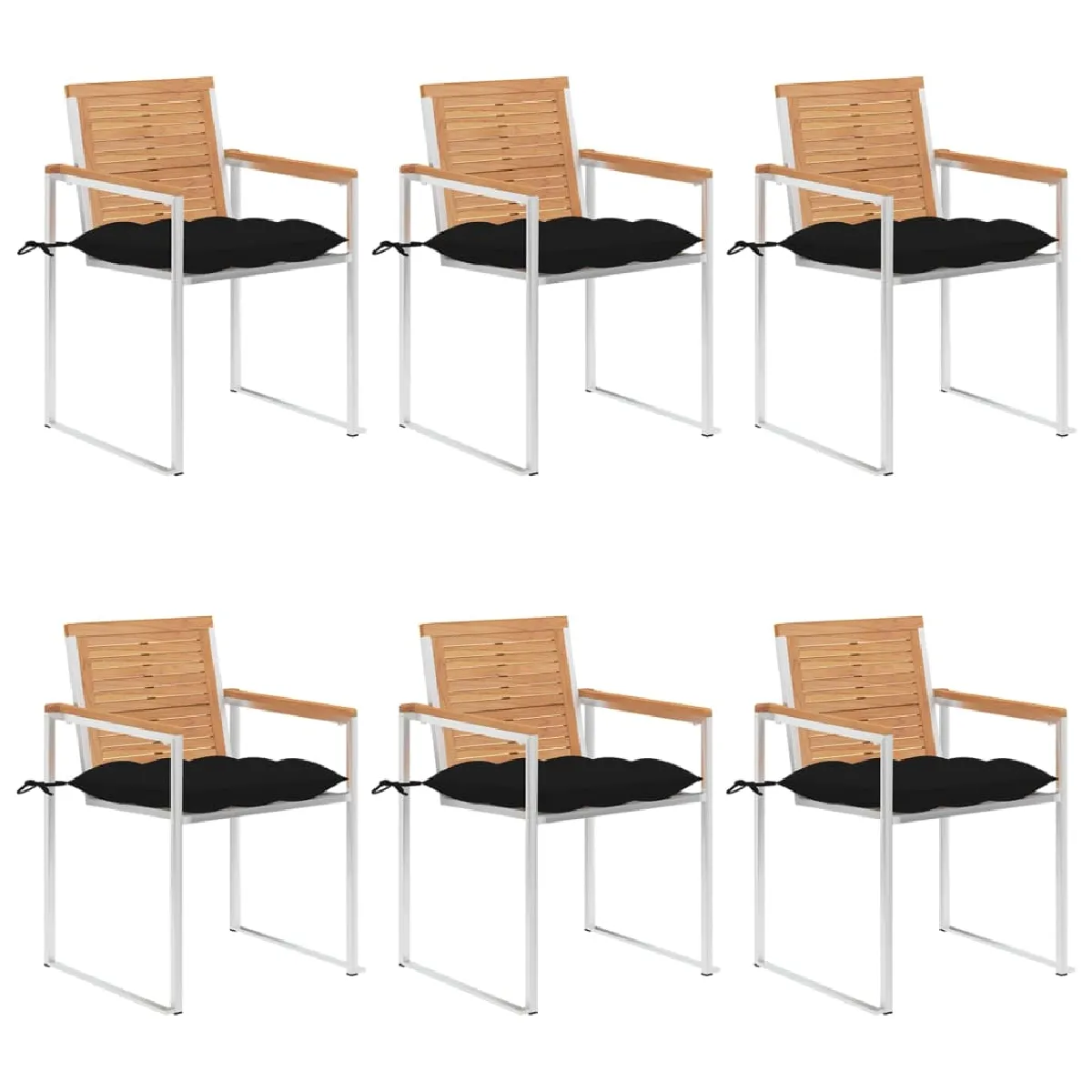 vidaXL Chaises de jardin avec coussins Bois de teck - vue 10