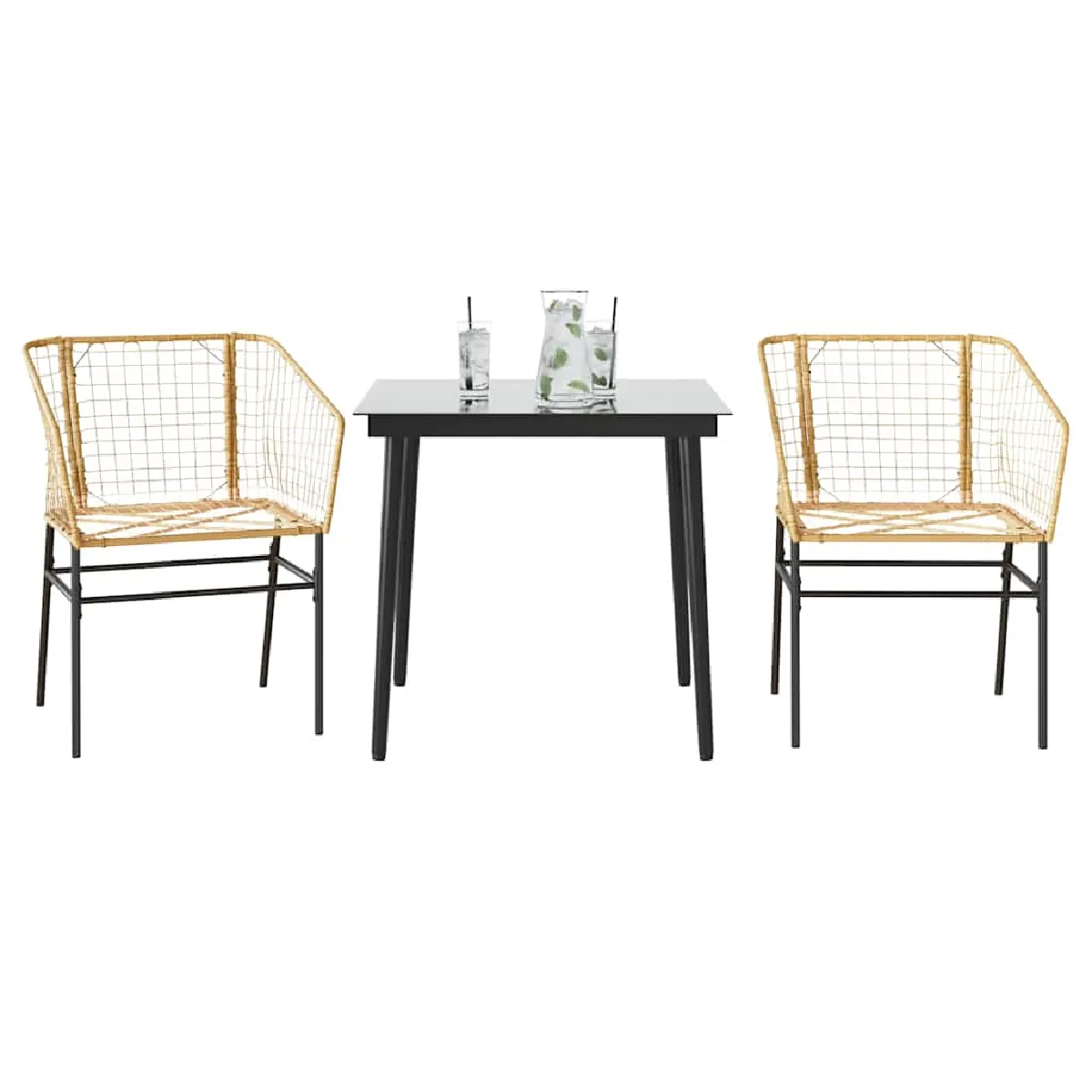 vidaXL Ensemble à manger jardin 3 pcs poly rotin - vue 1