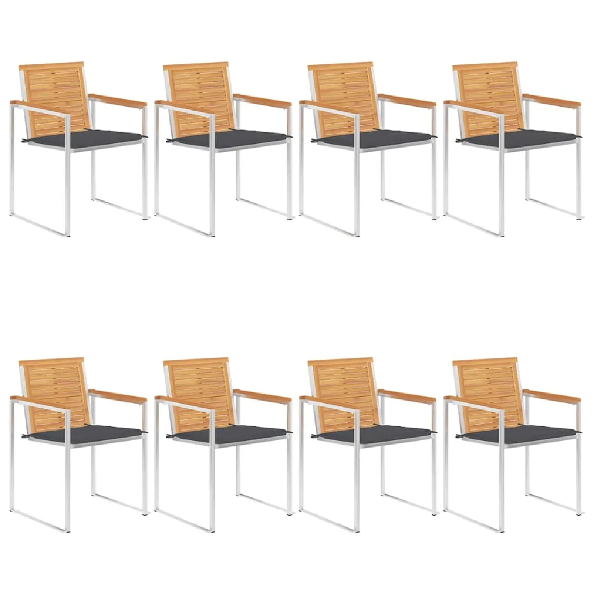 vidaXL Chaises de jardin Teck solide - vue 9