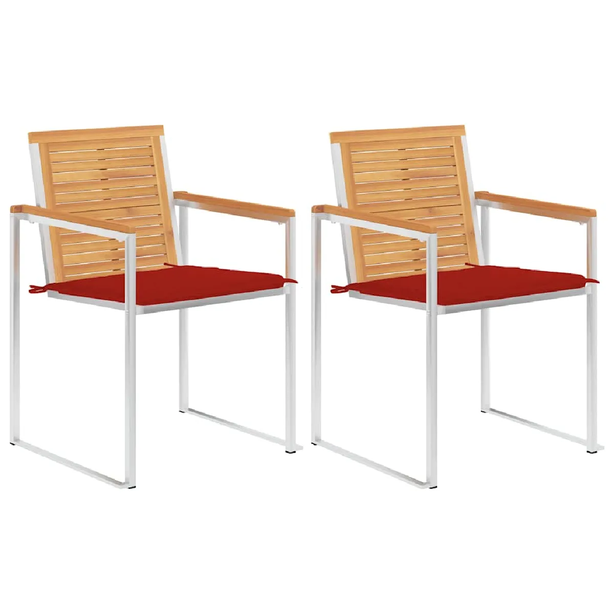 VIDAXL Chaises pliables avec coussins Teck - vue 8