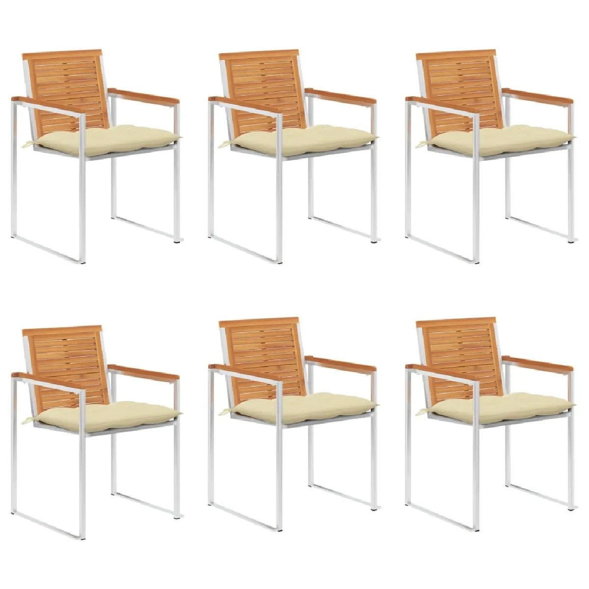 vidaXL Chaises de jardin avec coussins Bois d'acacia - vue 5