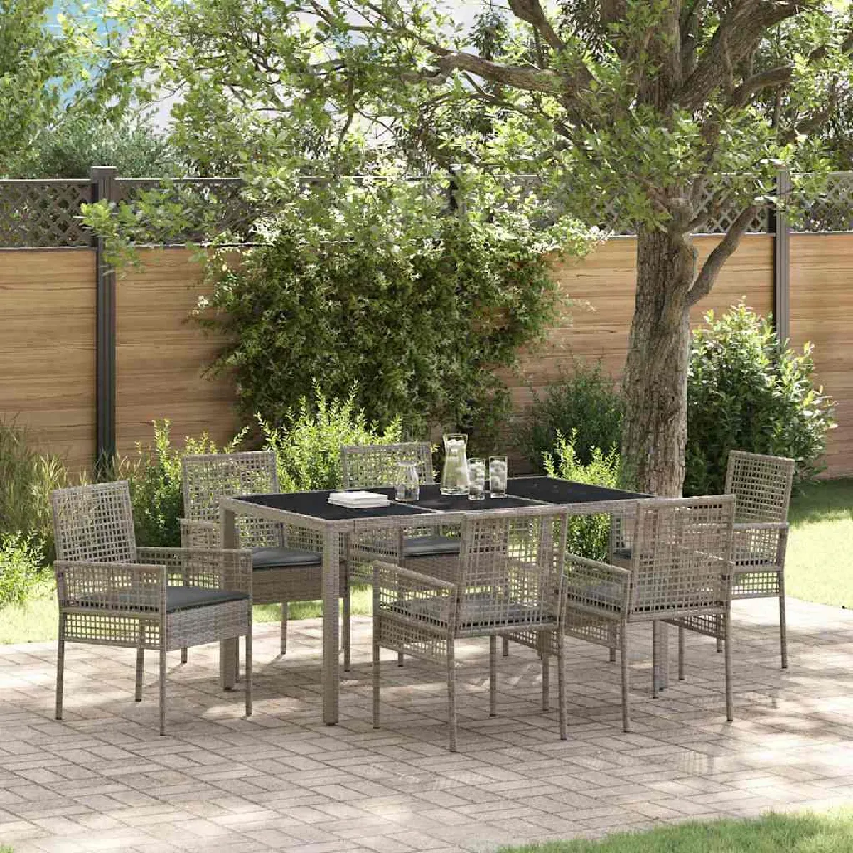 Salle à Manger de Jardin 7 Pièces VIDAXL Poly Rotin - vue 2