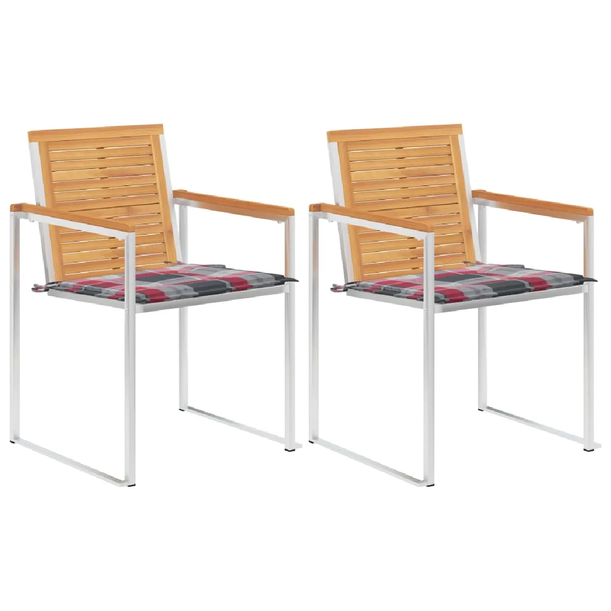 vidaXL Chaises jardin lot de 2 Teck et acier - vue 2