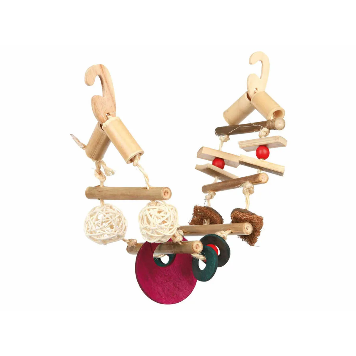 Trixie Jouet pour oiseaux en bois Pont - 45 cm - Multicolore