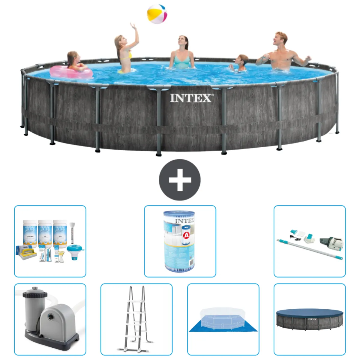 Intex Piscine ronde Prism Frame Greywood - 549x122 cm