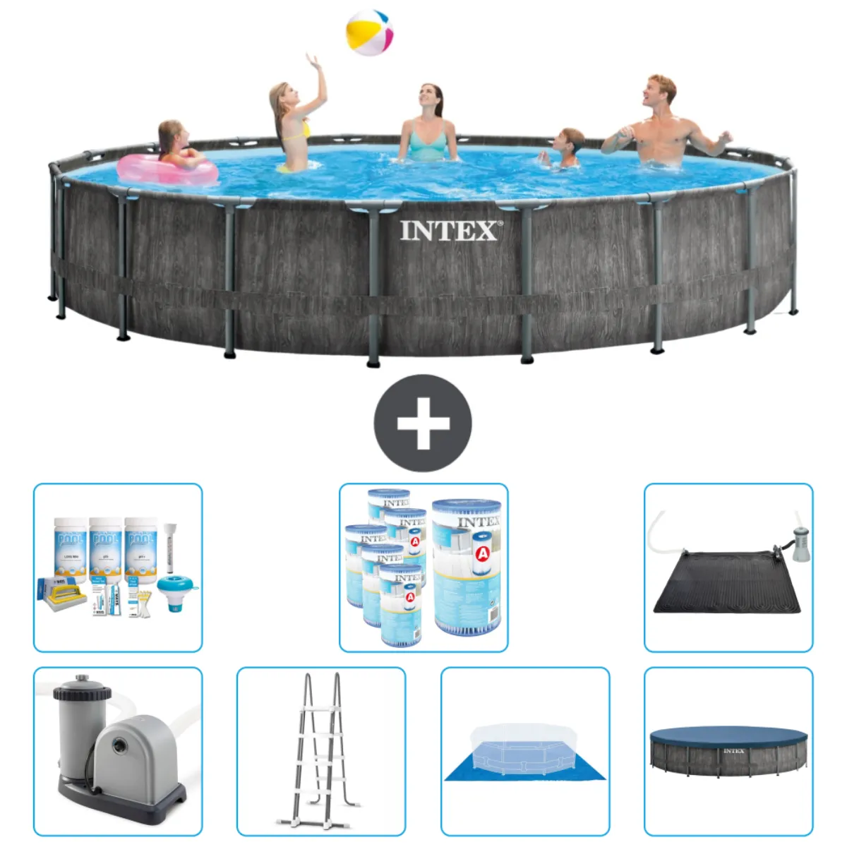 Intex Piscine ronde Prism Frame Greywood 549x122 cm