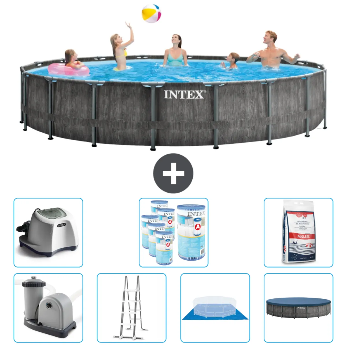 INTEX Piscine ronde Prism Frame Greywood 549x122 cm