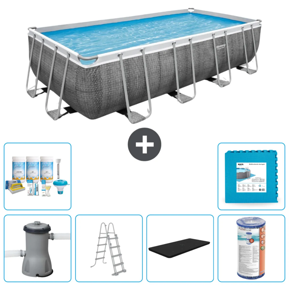BESTWAY Piscine Rectangulaire Power Steel 488 x 244 x 122 cm - vue 9