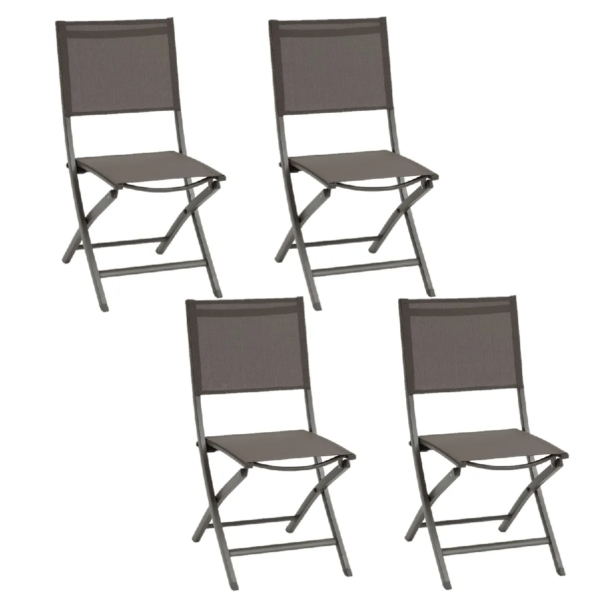 Lot de 4 chaises pliantes en aluminium et texaline ESSENTIA Wengé et praline
