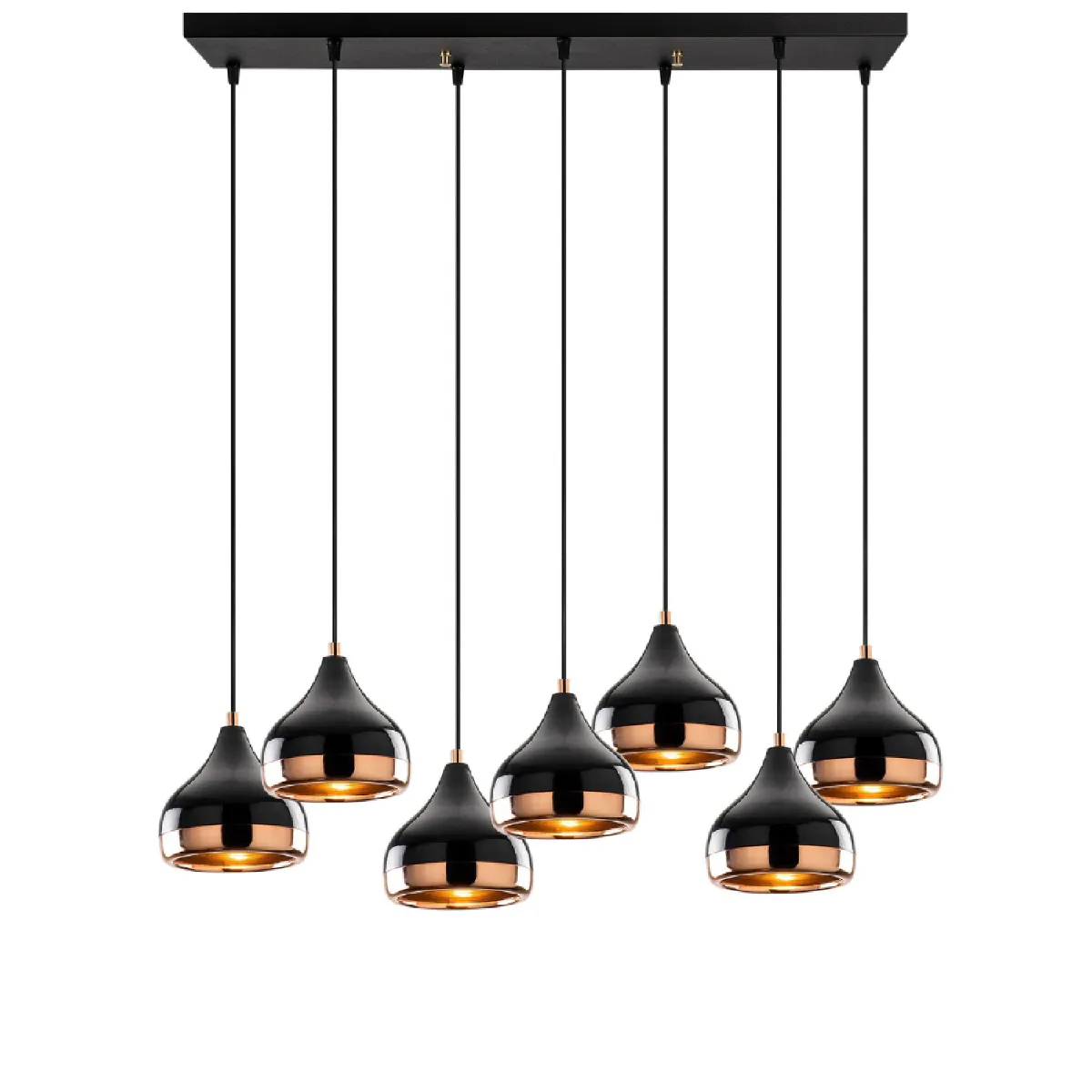 Suspension filaire noire et cuivrée 7 lampes MAYA Suspension filaire noire et cuivrée 7 lampes MAYA