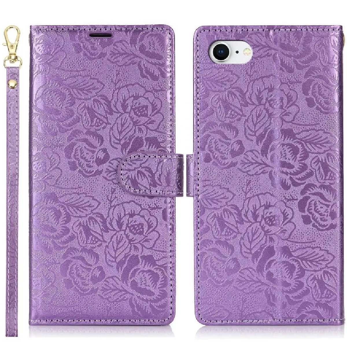 Générique Violet Étui Portefeuille Avec Lanière De Poignet Apple Iphone 6