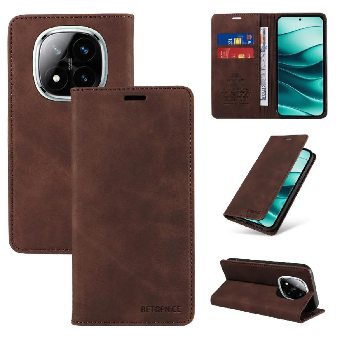 Housse Portefeuille Avizar Pour Xiaomi Redmi Note 14 Pro/Pro Plus - Bleu Nuit - Similicuir